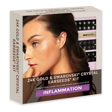 Inflammation 24K gold and Swarovski crystal ear seeds kit.