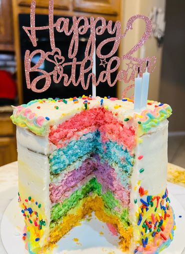 Rainbow bbirthday cake