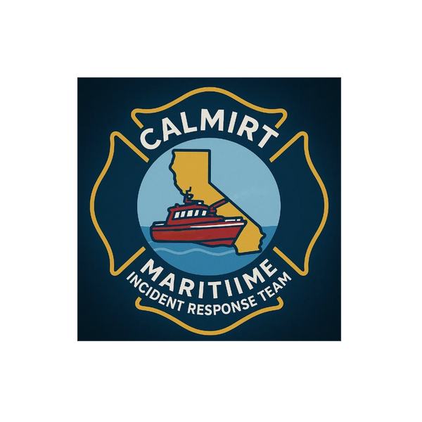 Calmirt Maritime Incident Response Team logo with California and a rescue boat.