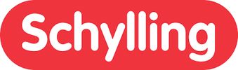 Logo of Schylling in white text on a red rounded rectangle background.