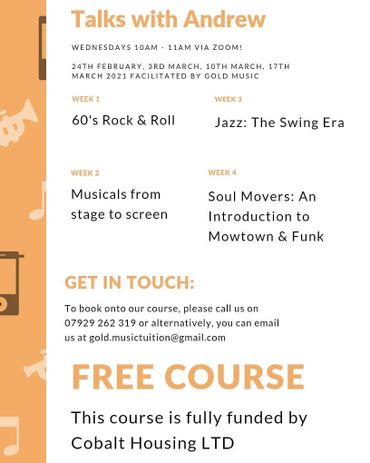 Andrew Lockhart Online Lectures
Music Theory
Zoom
Online
Jazz
Musicals
Soul