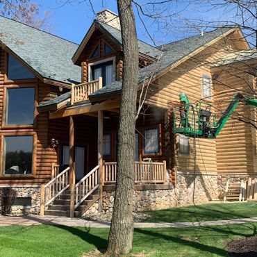 log cabin restoration deep creek maryland log home restoration blasting staining service deep creek