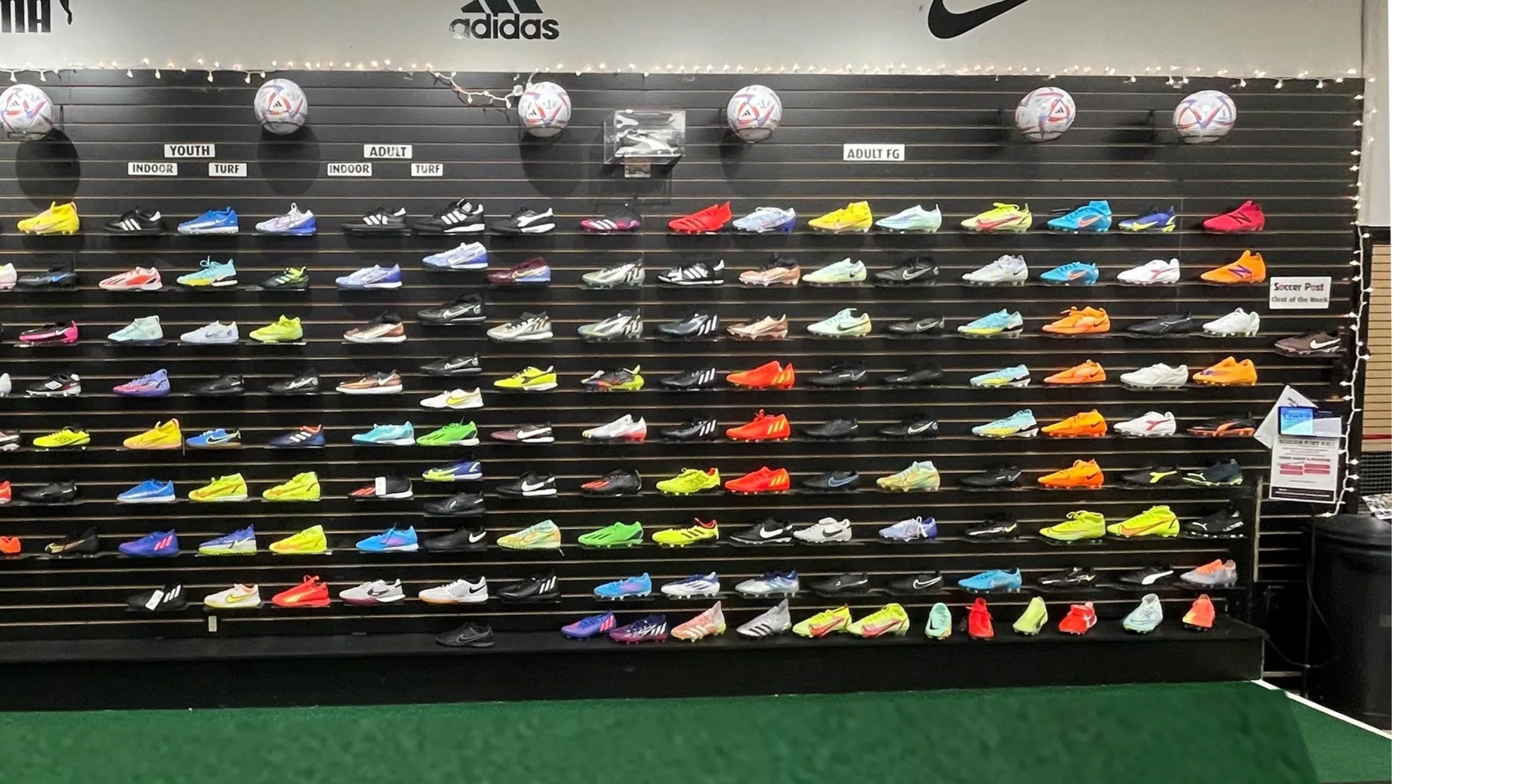 Soccer Post Cherry Hill Cleat Wall - Nike, Adidas, Puma, Diadora, New Balance