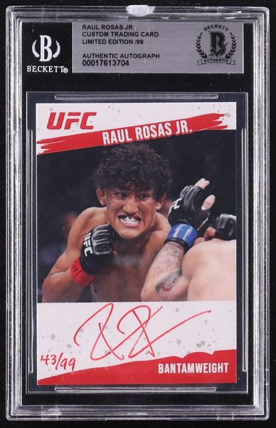 Signed Raul Rosas Jr. UFC trading card encased and graded.