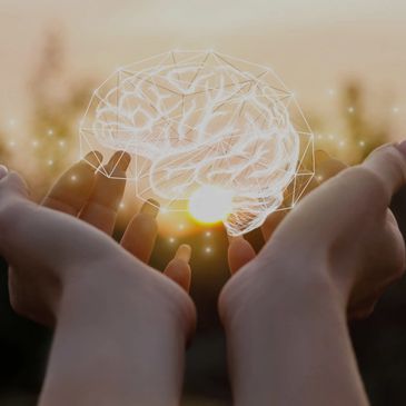 <p>illuminated image of the brain in the light of God</p>