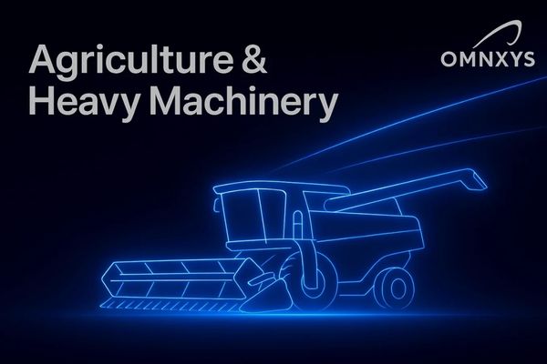 Blue outline of a combine harvester