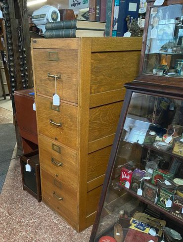 Four drawer oak filing cabinet