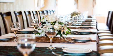 closeup shot of a decorated dining table
