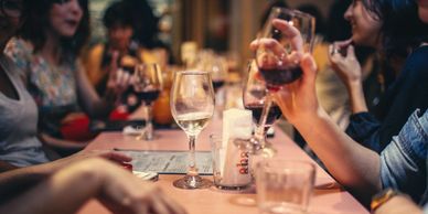 closeup shot of a win glass in the hand