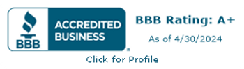 We are a Proud member of the Better Business Bureau  with an A+ rating.