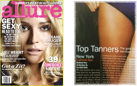 Stephany Voss recommended for spray tanning in Allure Magazine.