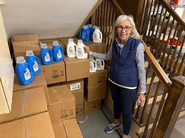 Westborough Civic Club~you’re the best! 300 jugs of laundry detergent donated AND delivered today!