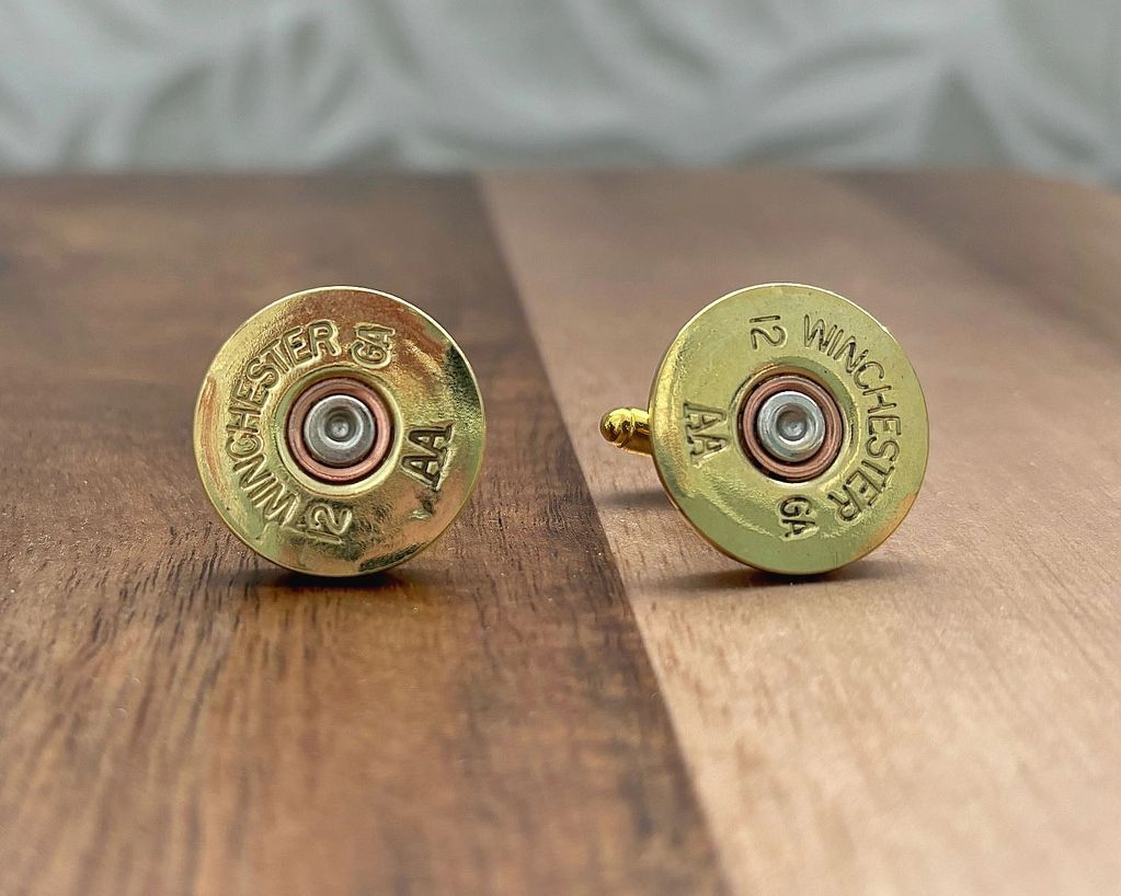 Bullet shotgun Winchester 12 gauge cufflinks.