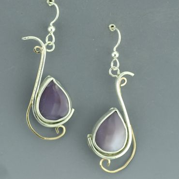 Sage chalcedony and gold filled wire dangle earrings