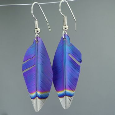 Titanium feather earrings
