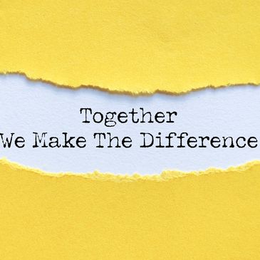Torn yellow paper reveals the phrase 'Together We Make The Difference'.