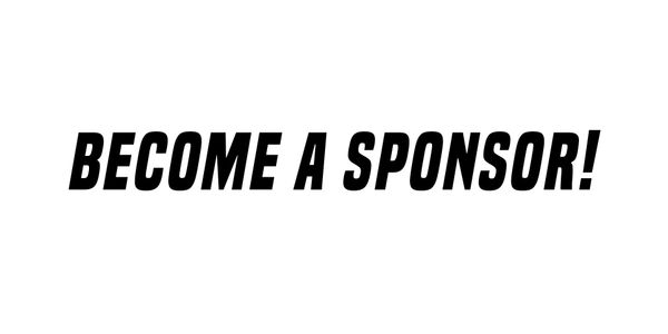 Text saying 'BECOME A SPONSOR!' in bold black letters on a white background.