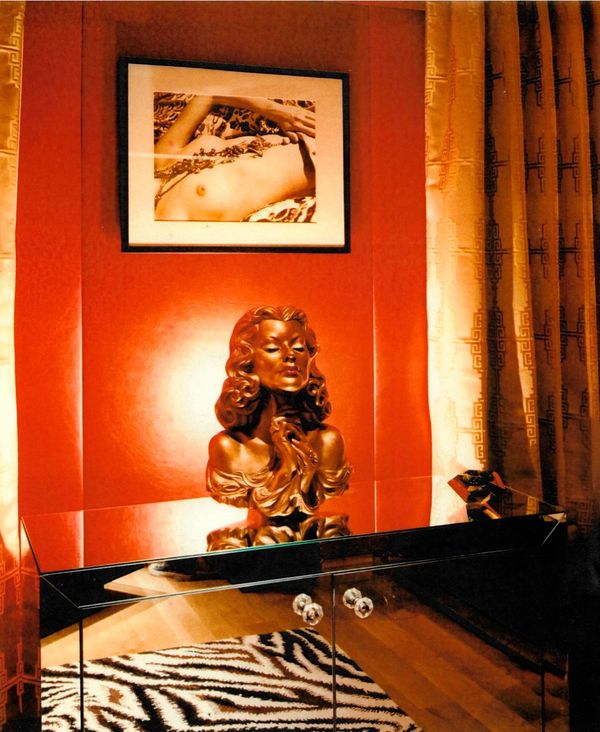 John Oliver
Heather Rich
A confusion of beauty
red leather
1970's 
the rug company
bar
wallpaper
art