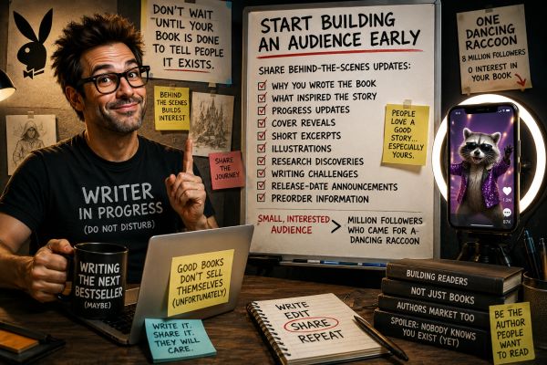 Author sharing tips on building an audience for a book.