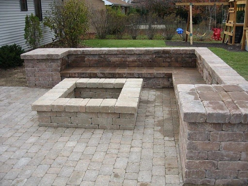 Belgard Weston Wall Installations for Firepits, Sitting Benches and Planter areas.
