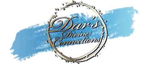 A logo with elegant script text over a blue brushstroke background.