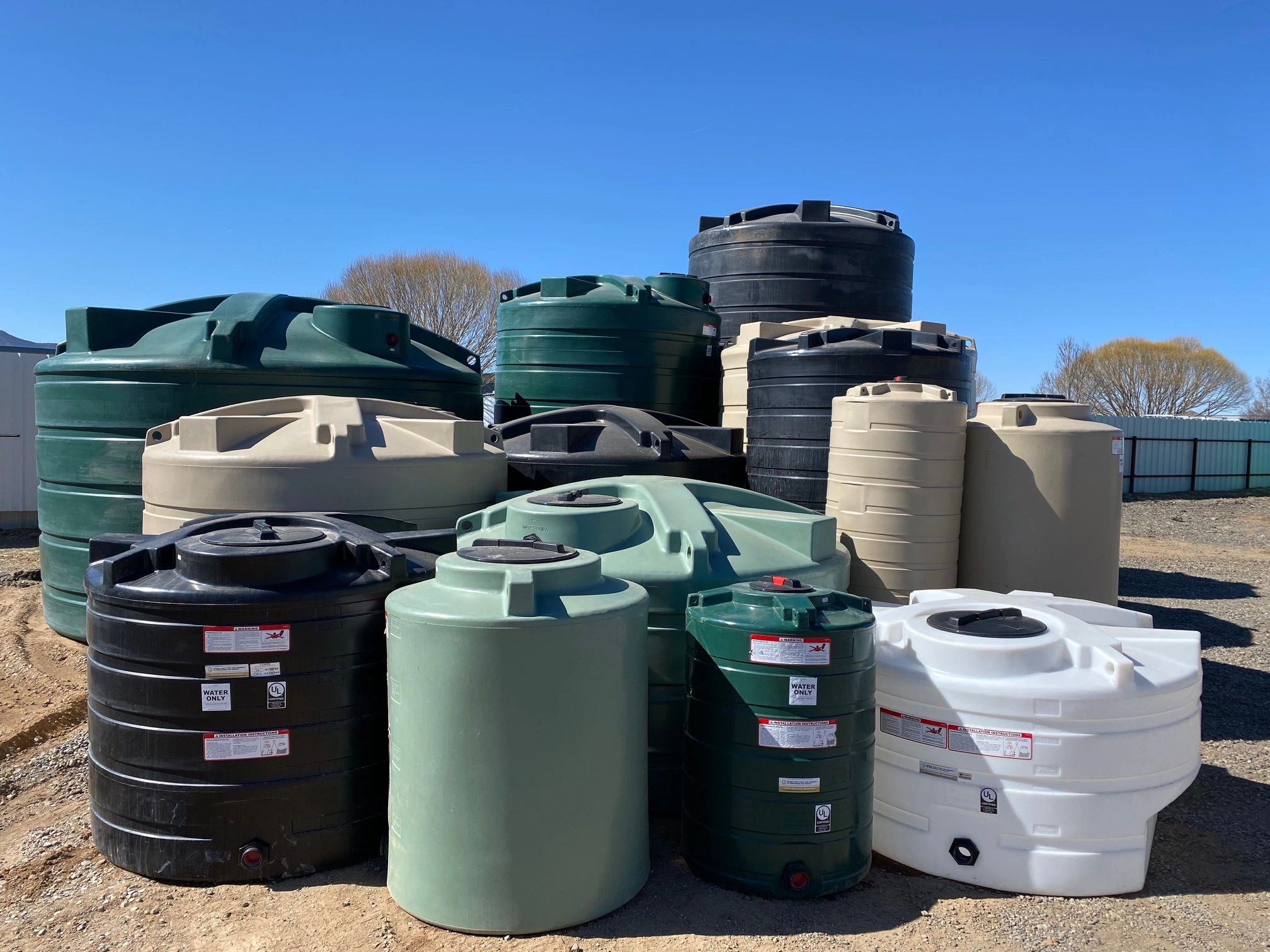 Poly water tanks for potable drinking, household water storage, transport and rain harvesting.