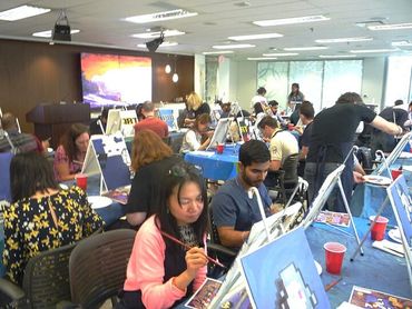 Paint Party set-up in an office in downtown Toronto