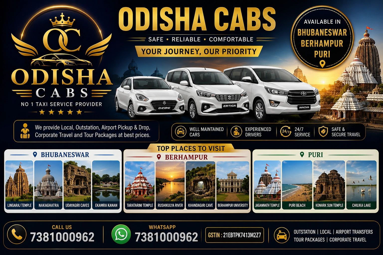 ODISHA CABS taxi service with one way taxi and available in Bhubaneswar, Puri and Berhampur