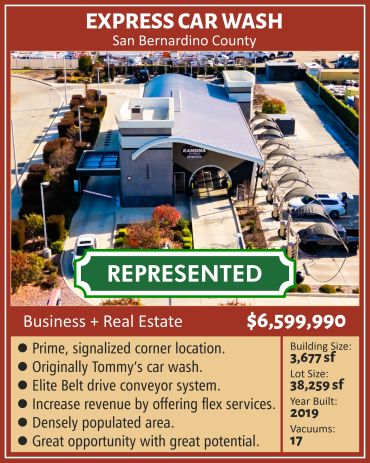 Express car wash business for sale in San Bernardino County.