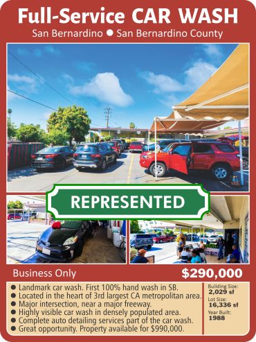 Full-service car wash business for sale in San Bernardino.