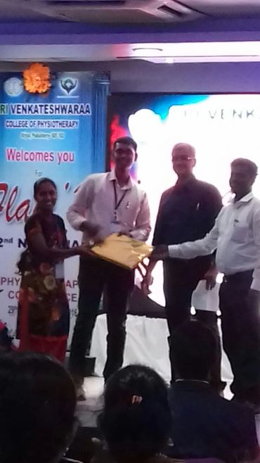 Award received for paper presentation at the South India Physiotherapy Conference in Puducherry.