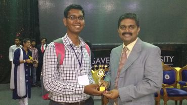 Award received for paper presentation at Saveetha College, for outstanding academic achievement.