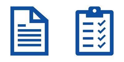 Icons for top of page a paper and a clipboard
