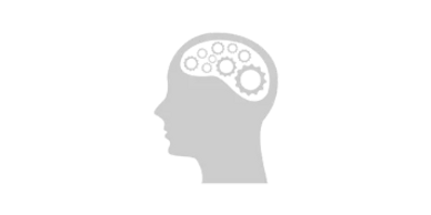 silhouette of a face with cogs representing professional experience.