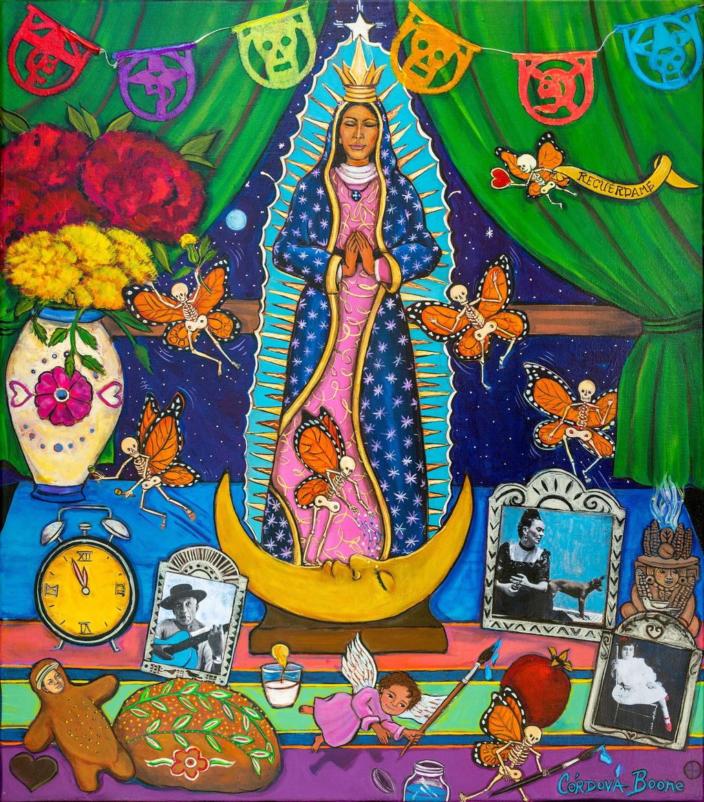 "Ofrenda" acrylic on canvas, 30 x 34 inches.