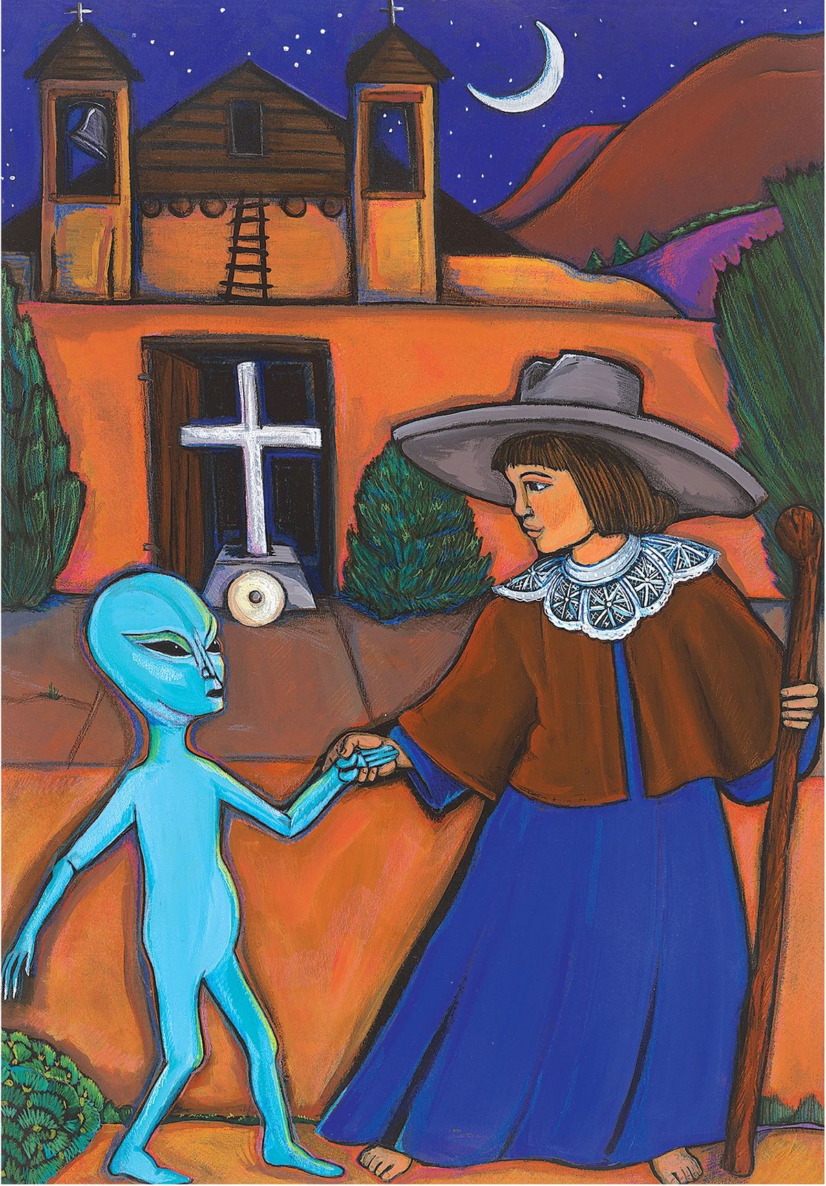 Mysterious Stranger, acrylic on canvas