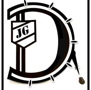 Delaware Drum Show Logo JG letters in a vintage drum style shield Large Letter D