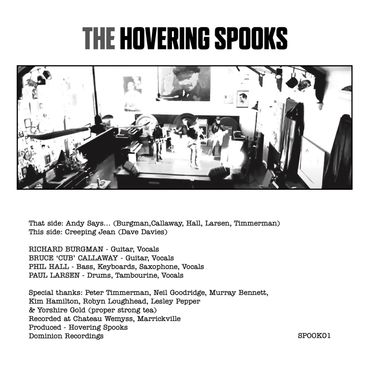 Andy Says/Creeping Jean - 7" vinyl release back cover.