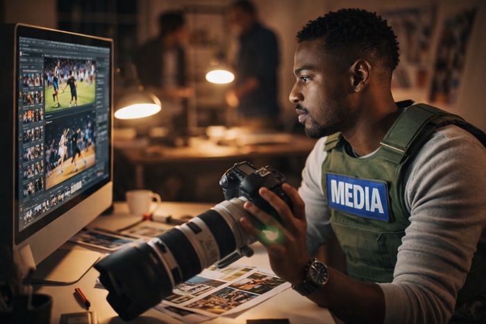 keep the same style of image just change the main person to an African American male with same pose