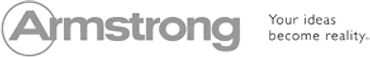 Armstrong logo in white color with a white background
