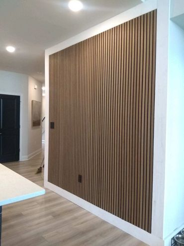 Wood slat panels - acoustical slat residential application