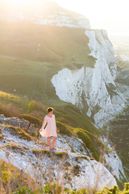 Swansea Wales Wedding photographer photographs young artist at the Cliffs of Dover in England