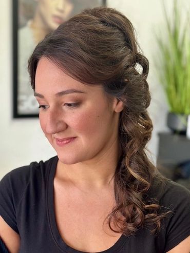 Natural bridal makeup with updo hairstyle