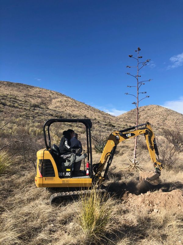 Digging a soil test in southern Arizona