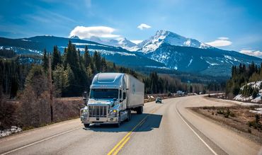 tractor trailer with nice background