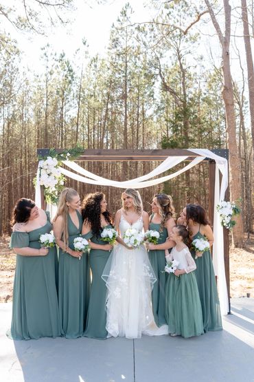 Bride and bridesmaids forested wedding venues SC