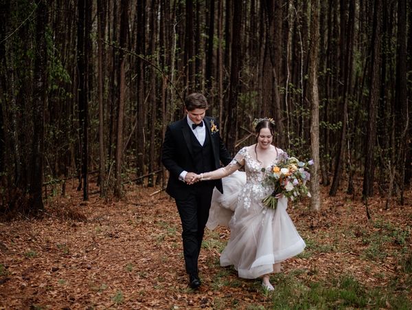 Couple at Forest Theme Wedding Venues