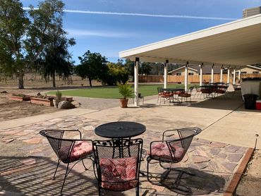 large covered patio at Always Sunny Ramona Senior Day Care Club