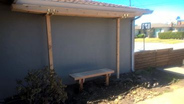 Small Bench and covered awning.