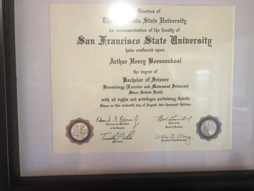 Arthur Boessenkool Diploma from SF State University.